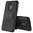 Dual Layer Rugged Tough Shockproof Case & Stand for LG Q7 - Black